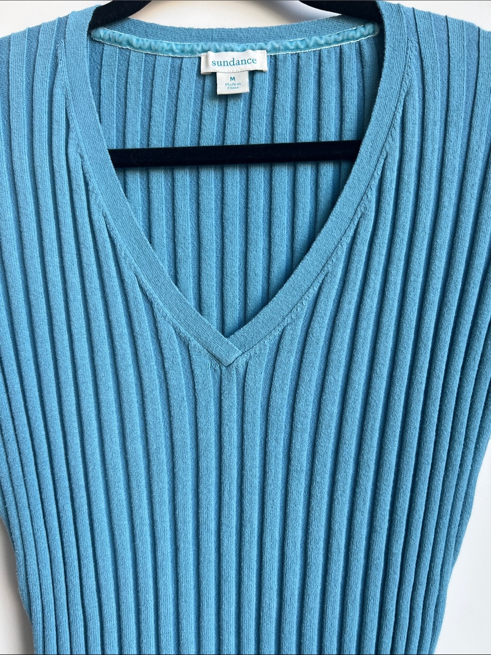 Sundance Blue Ribbed V neck pullover sweater - Picture 5 of 8